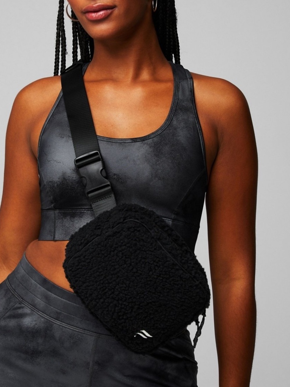 Fabletics The Belt Bag Teddy Black NWT